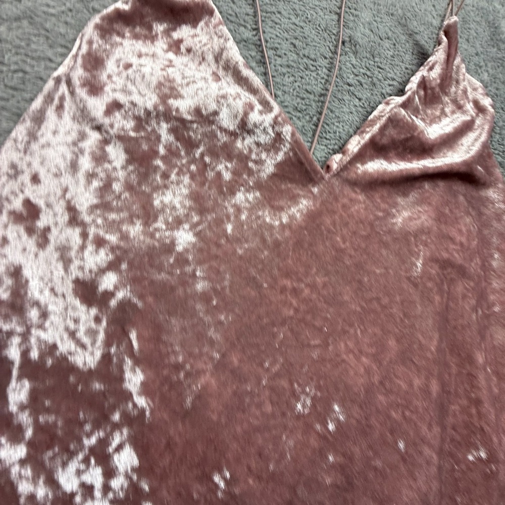 TOBI S Crushed Velvet Slip Dress Blush Pink Choker Neck Strappy Back NWT - Picture 5 of 8
